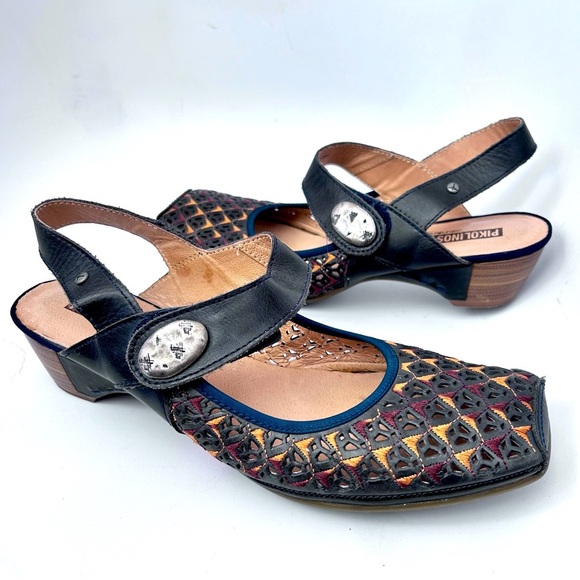 PIKOLINOS Shoes - PIKOLINOS Gandia Laser Cut Embroidery Leather Square Toe Mary Jane 41 9.5